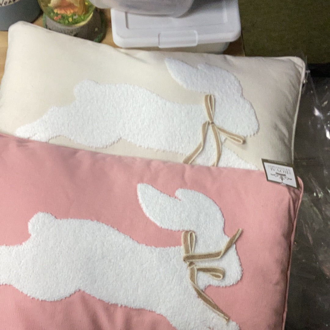 Pink/ white bunny pillow