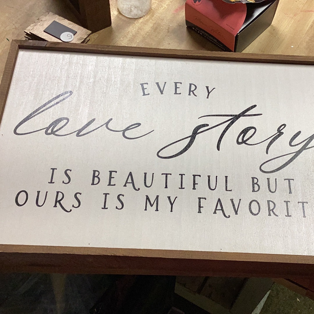 Love story wood sign