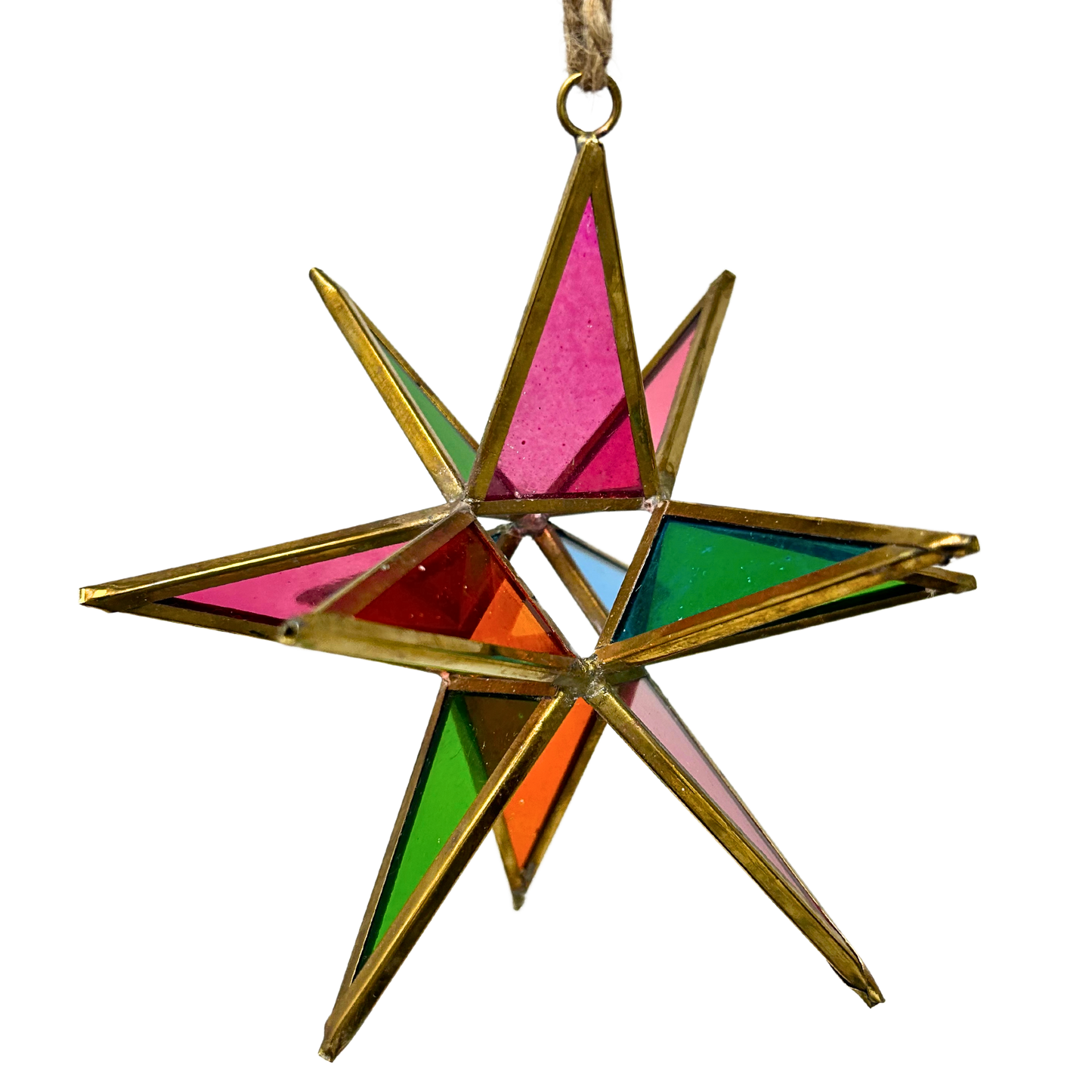 Multi Color Glass 3D Star Ornament 7”