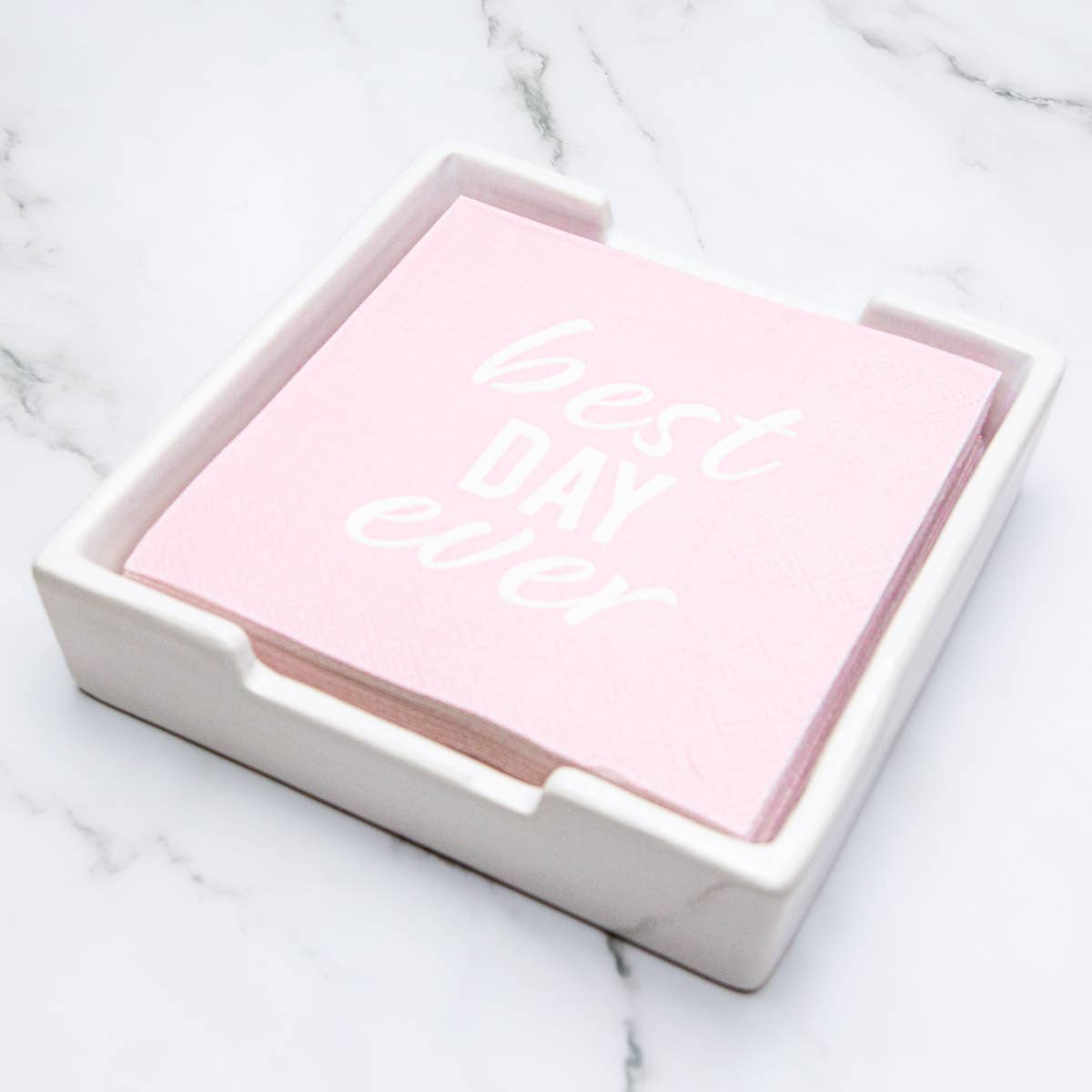 Classic Cocktail Napkin Holder White 5x5