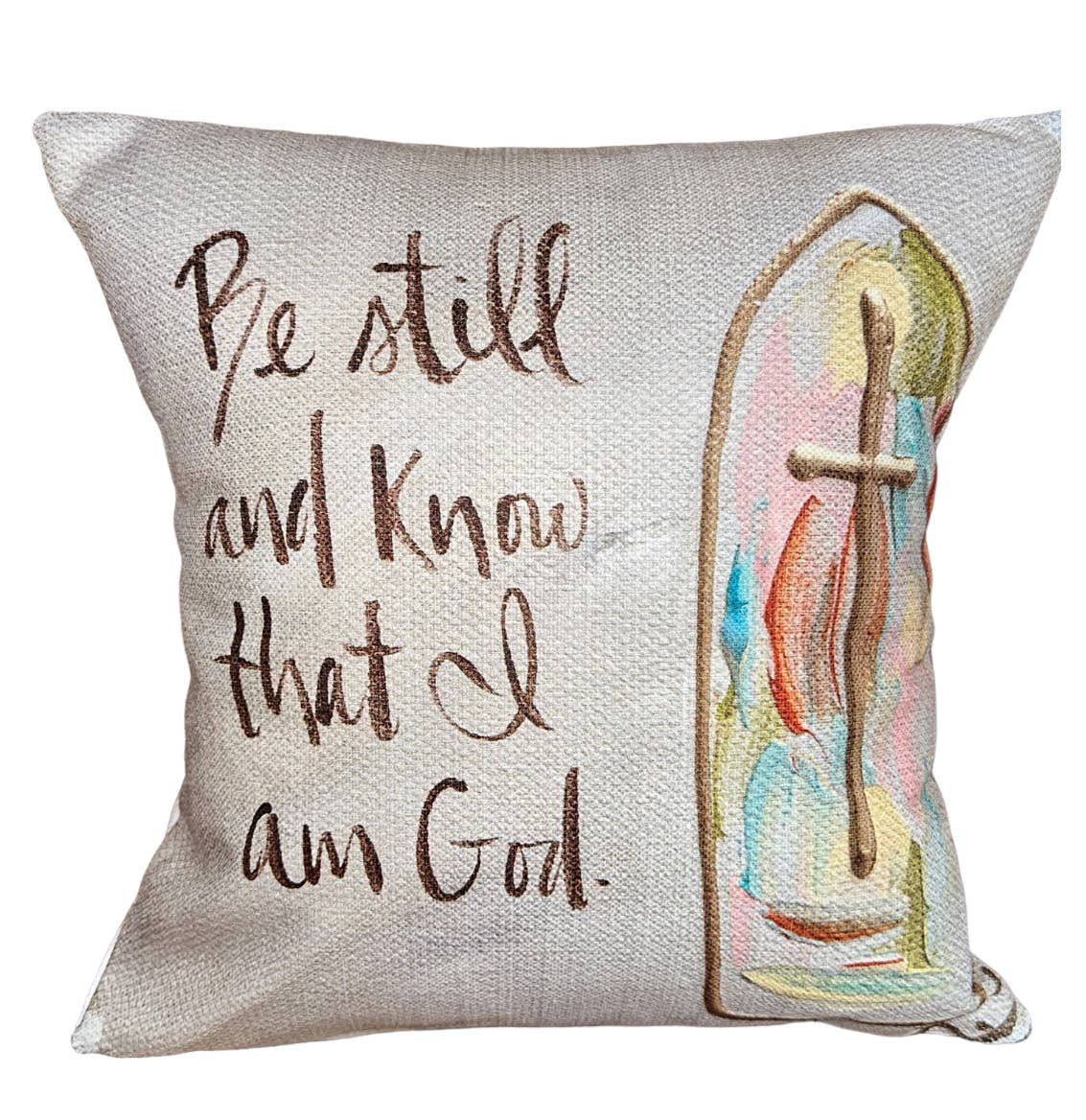 GA Stained Glass Be Still Pillow