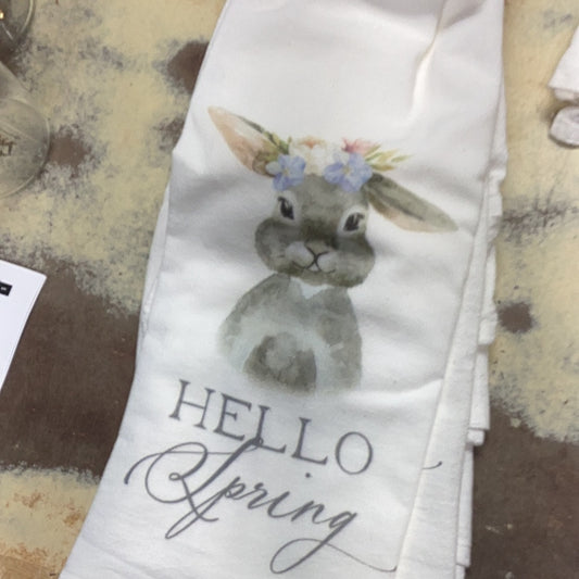 Hello spring tea towel