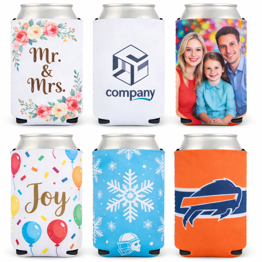100 pcs Custom Koozie with Text or Logo – Full Color Print
