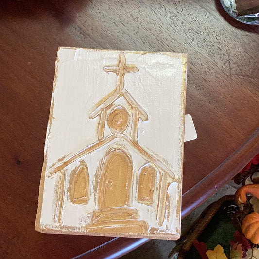 Church wood block painting