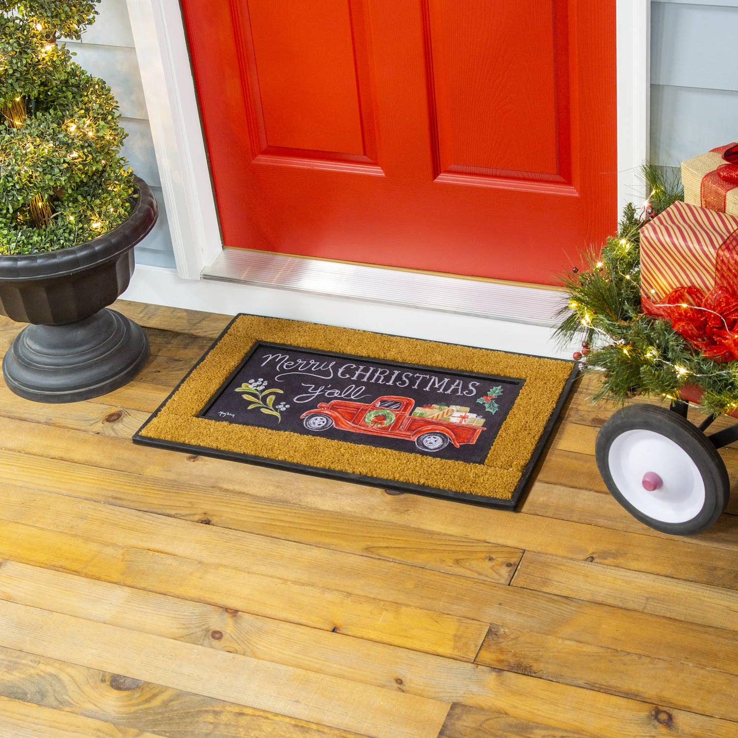 Merry Christmas Y'all Red Truck Sassafras Switch Mat