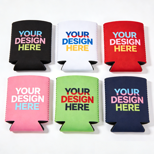 100 pcs Custom Koozie with Text or Logo – Full Color Print