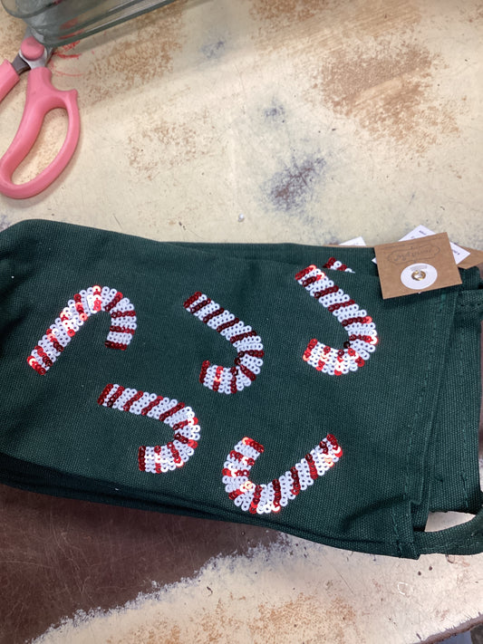 Green candy cane wine bag