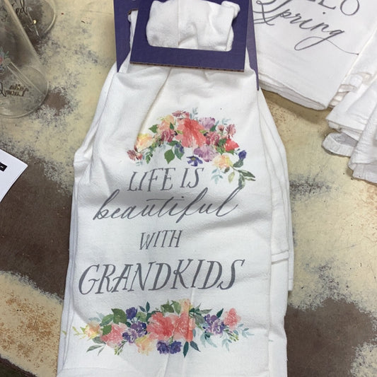 Life is beautiful with grandkids tea towel