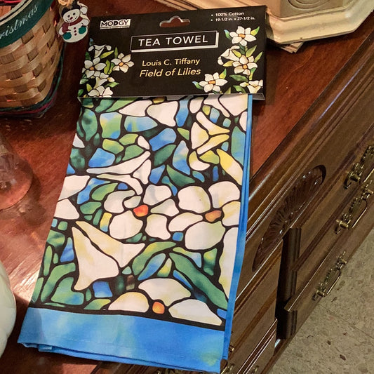 Louis c Tiffany field of lilies tea towel