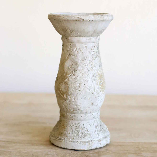 Visby Candle Holder   Antique White   4x7.75