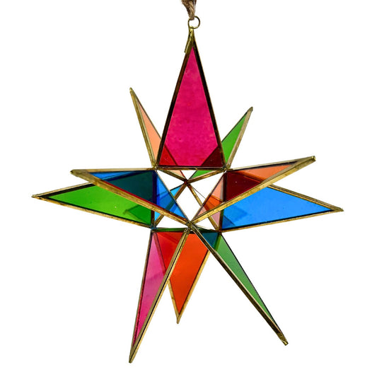 Multi Color Glass 3D Star Ornament 12”