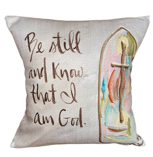 GA Stained Glass Be Still Pillow